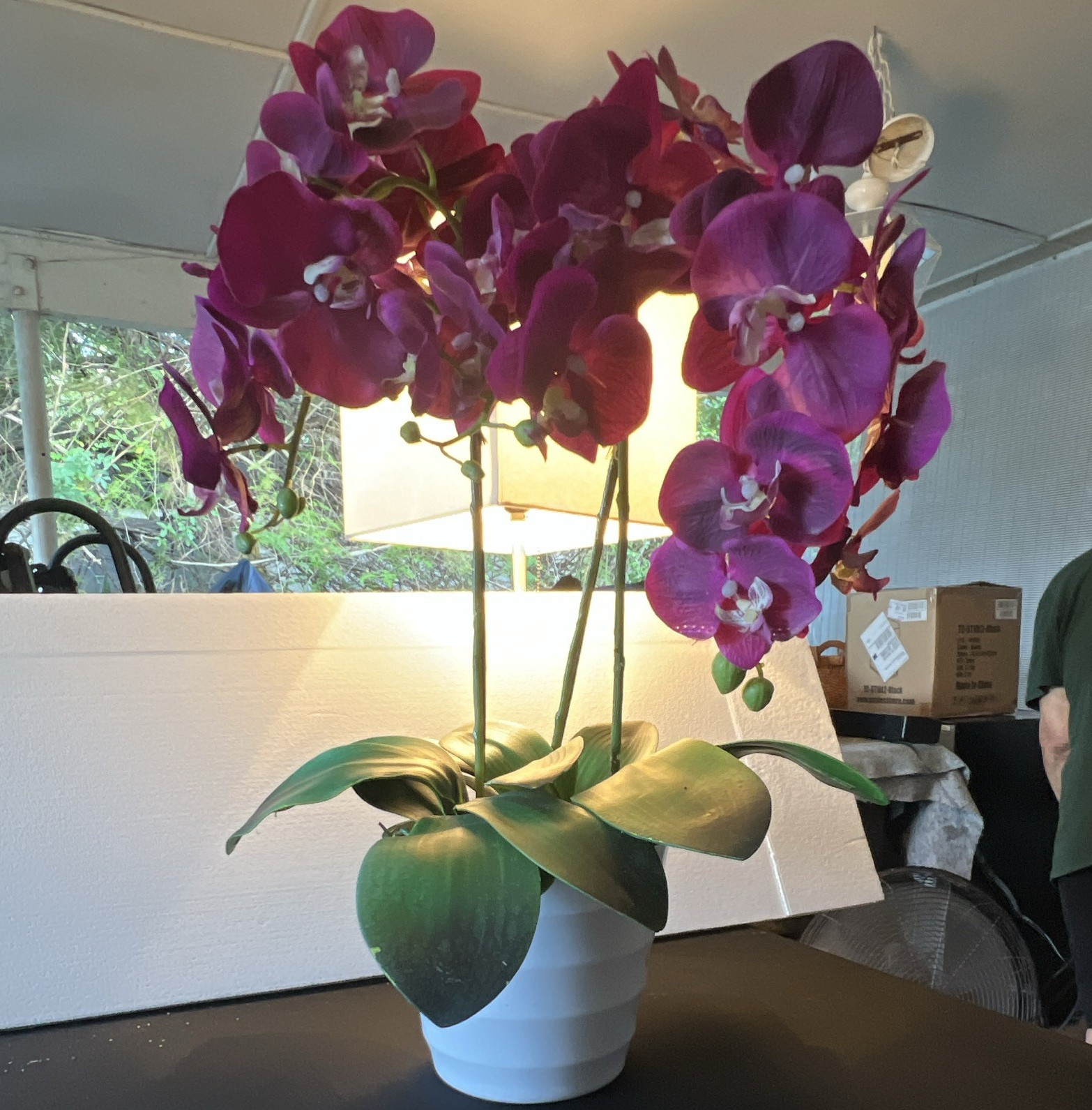 HomeGoods Artificial Purple Orchid Arrangement & Centerpiece in White Pot 11 in