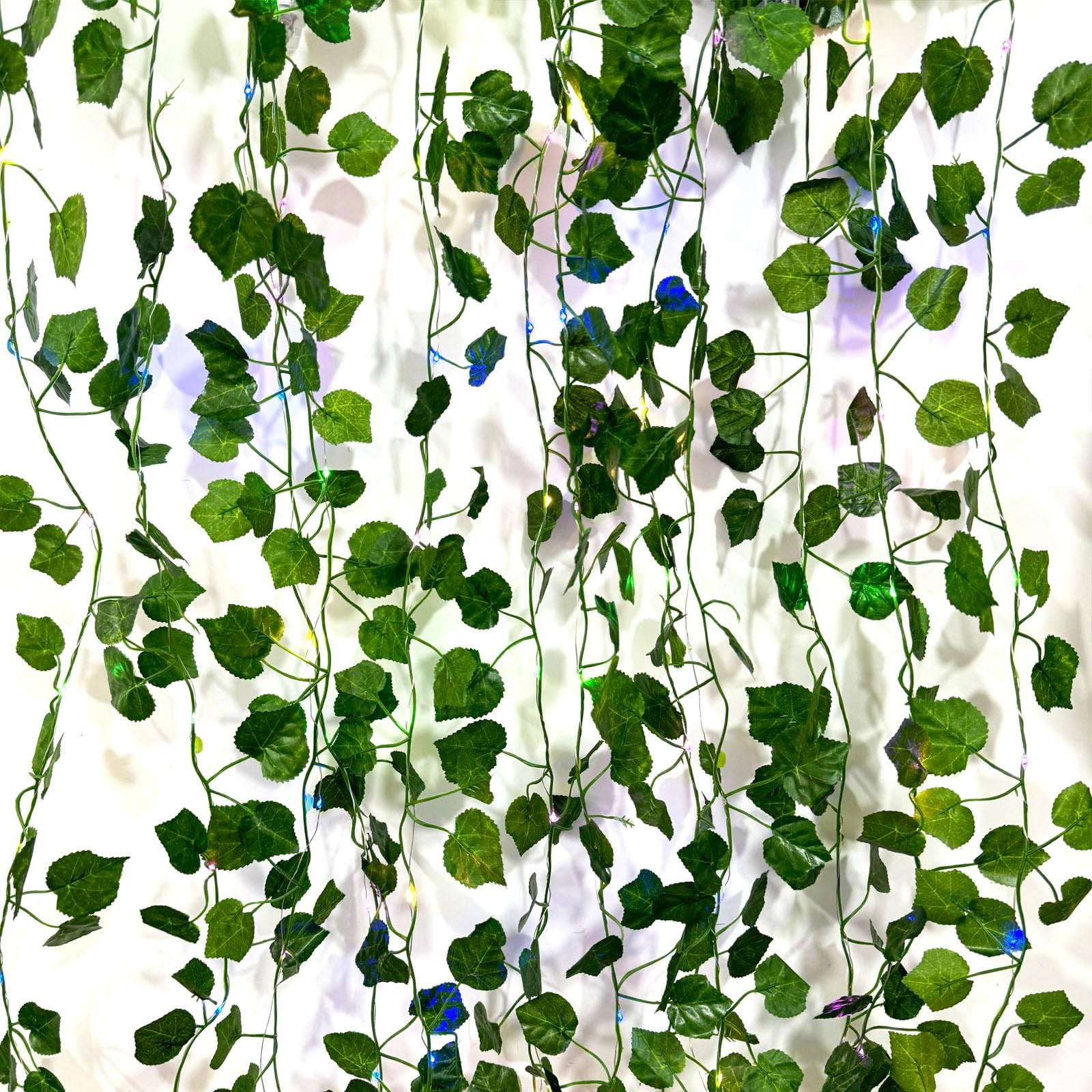 6 Pcs Artificial Hanging Plants Fake Grapevines With 60 Colored Lights