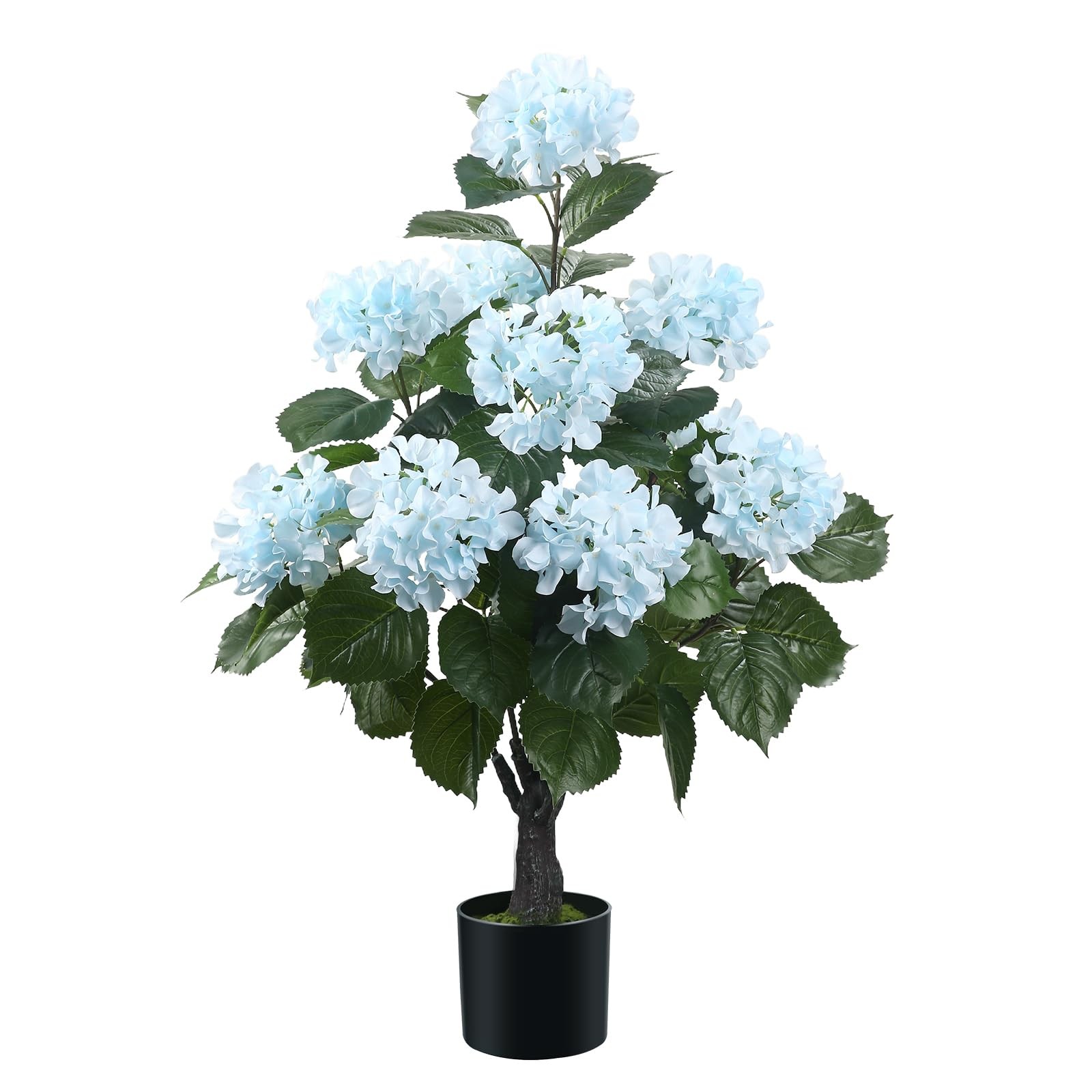38″ Artificial Hydrangea Tree in Pot, Faux Potted Silk Hydrangea Plant for In…