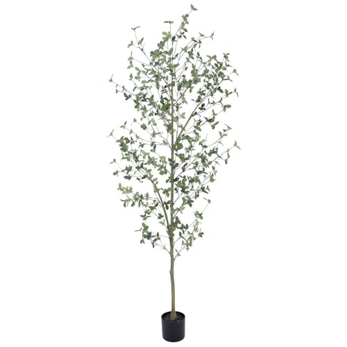 7ft Artificial Quince Leaf Tree with Realistic Trunks, 7ft Quince Leaf Tree