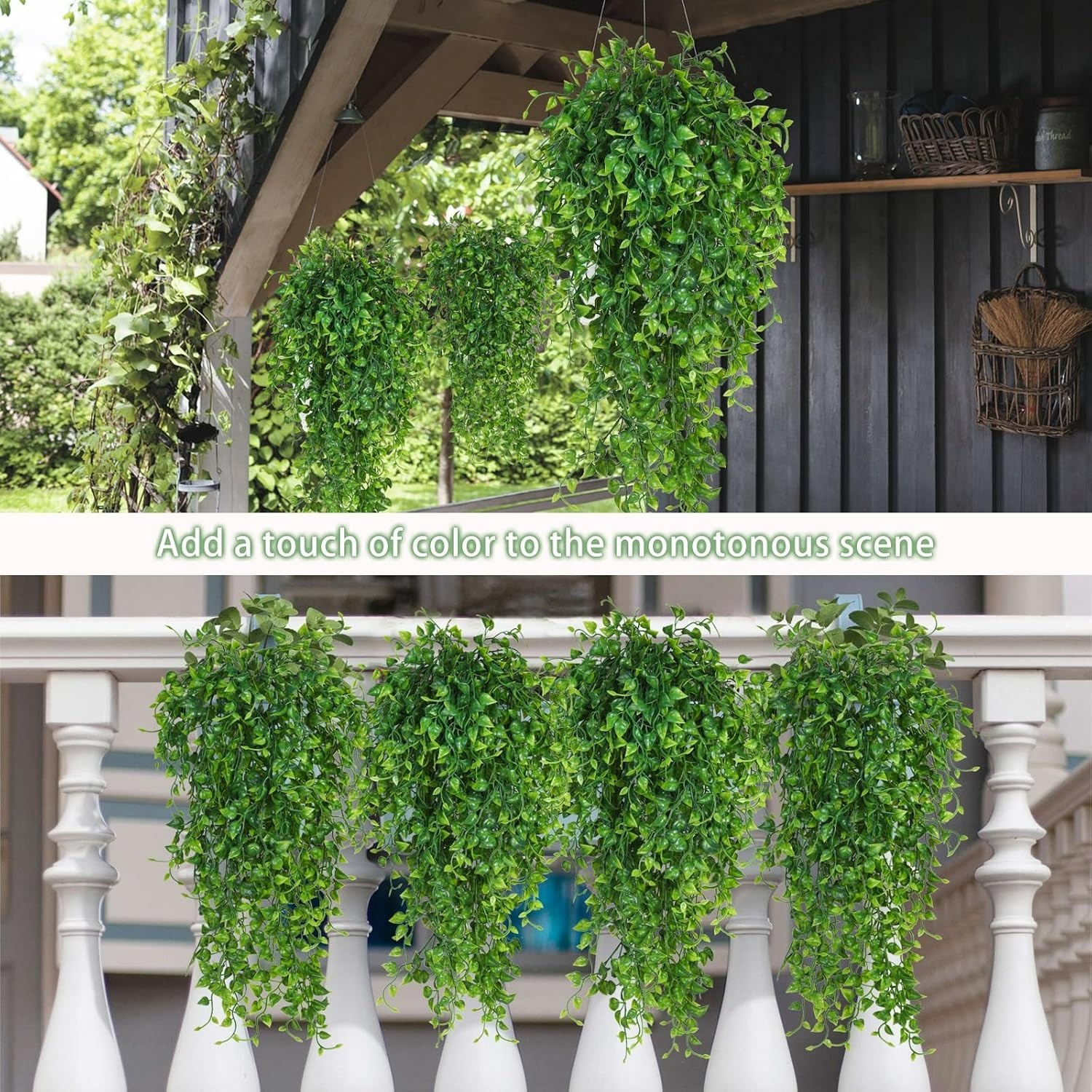 Elegant 4-Pack Faux Eucalyptus Hanging Plants – Perfect for Parties & Weddings