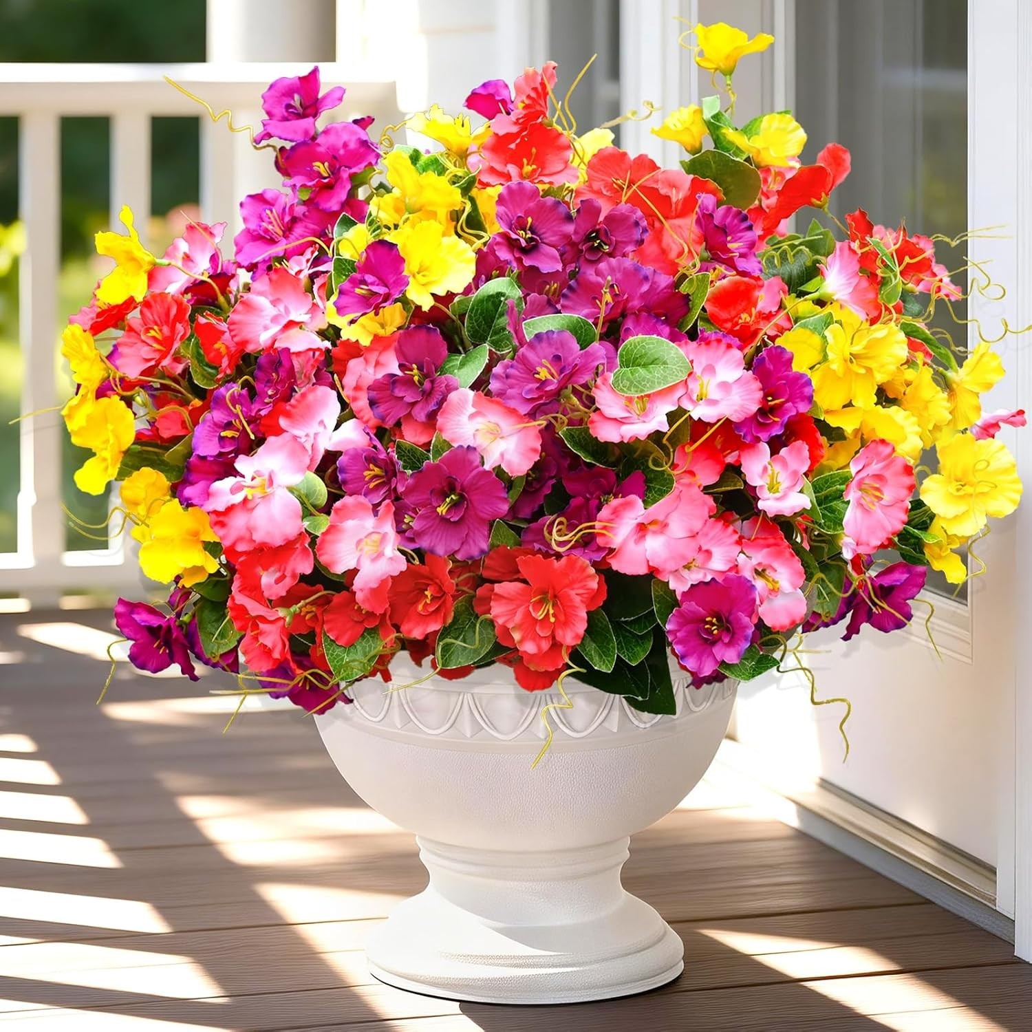 Fake Hibiscus Artificial Flowers, Outdoor, 6 Bundles, UV Resistant
