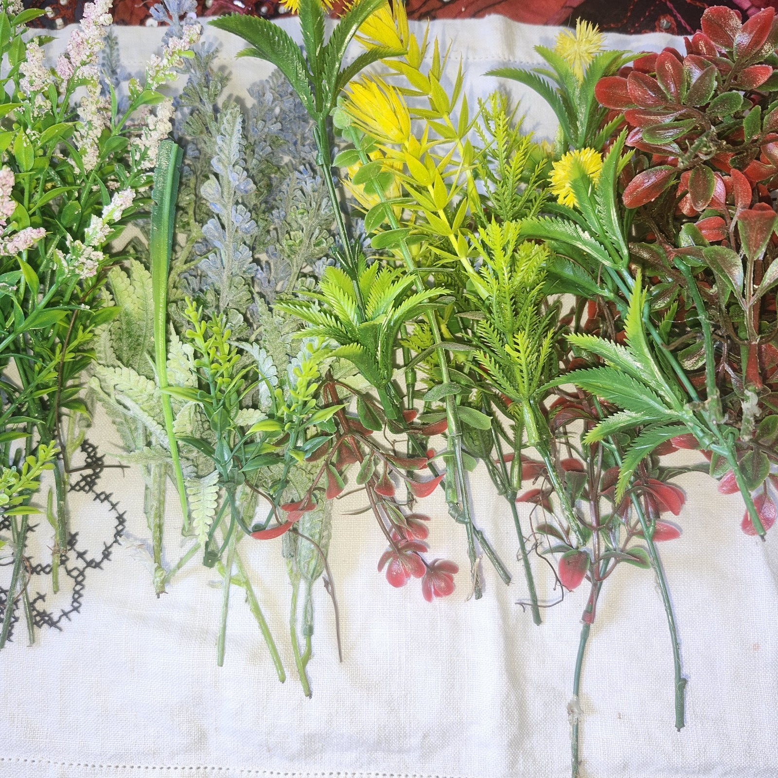 Vintage Plastic Flowers/ Greenery Large LOT MIXED