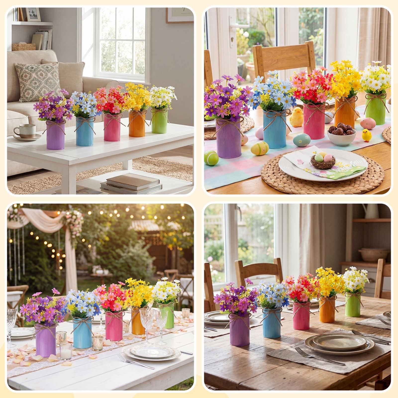 30 PCS Spring Centerpiece Office Decor Galvanized Metal Bucket Daisy Floral