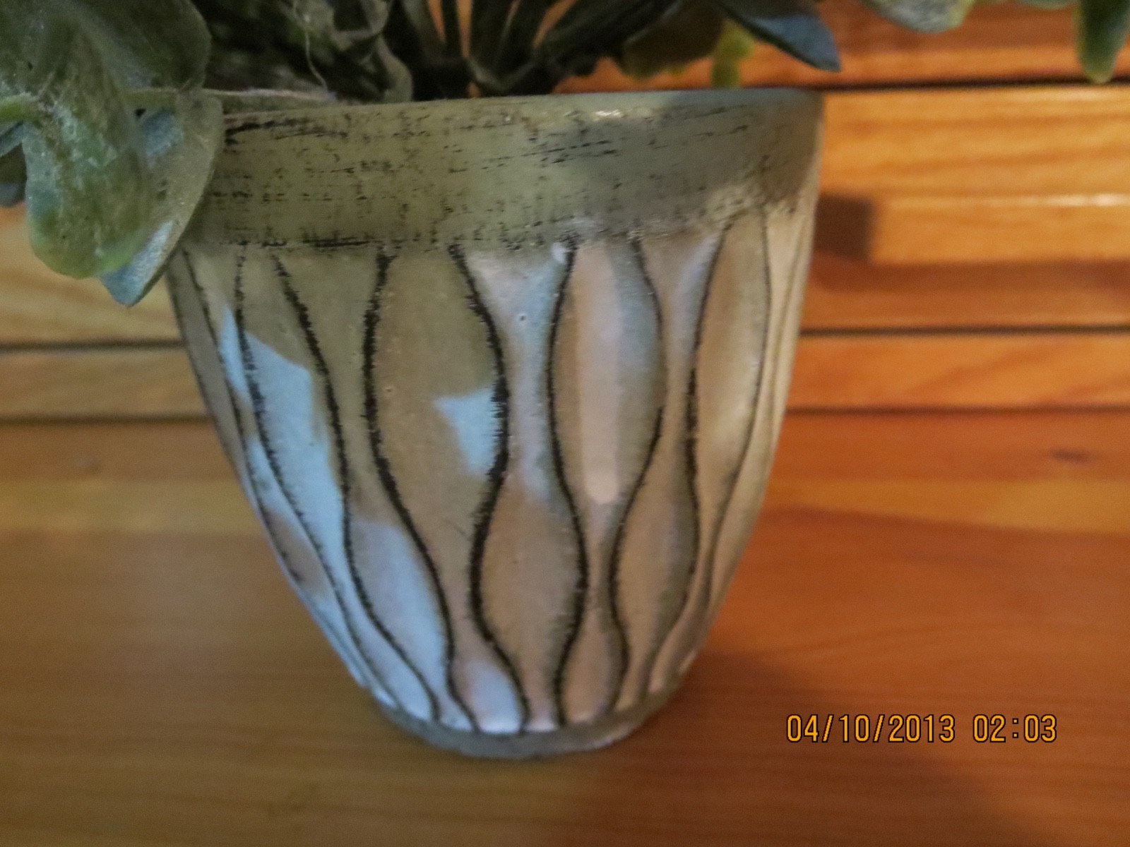 SMALL FAUX PLANT IN CERAMIC POT–#T16A-2