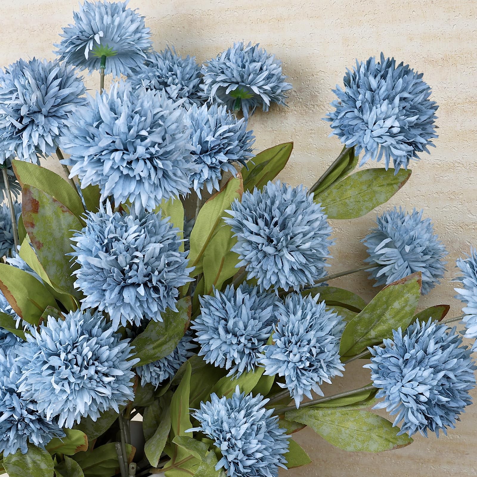 27 PCS Dusty Blue Silk Pompon Mums Artificial Flowers Vase Filler Home Decor