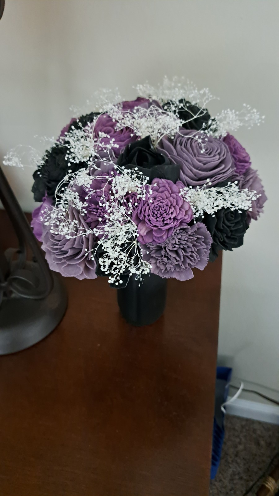 Sola Wood Flower Arrangement Purple And Black Home Decor Gift
