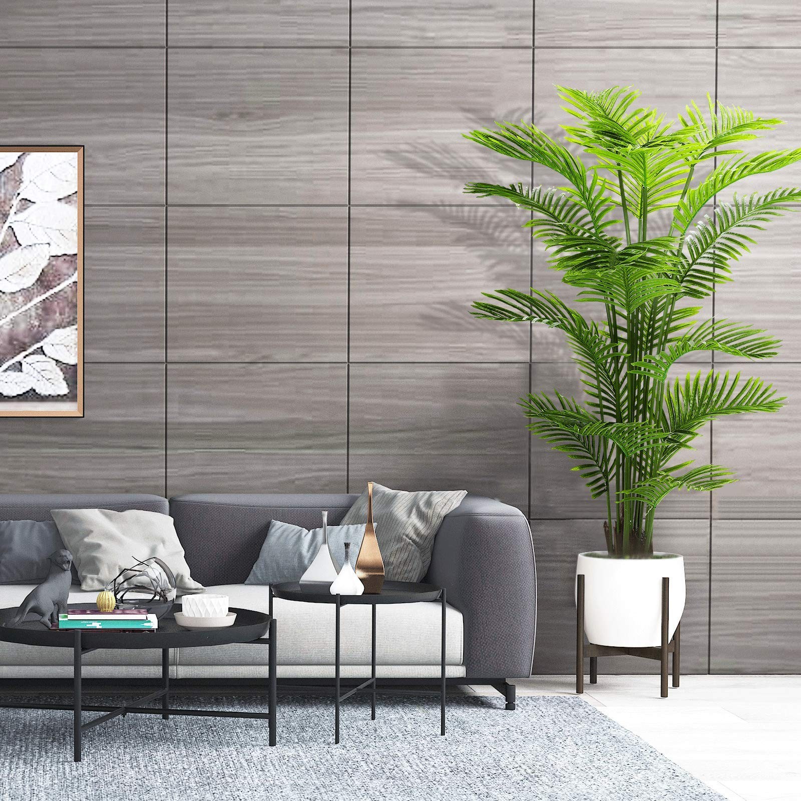 OXLLXO 6ft Artificial Areca Palm Silk Tree(72in) with 18 Trunks Faux Tree and Pl