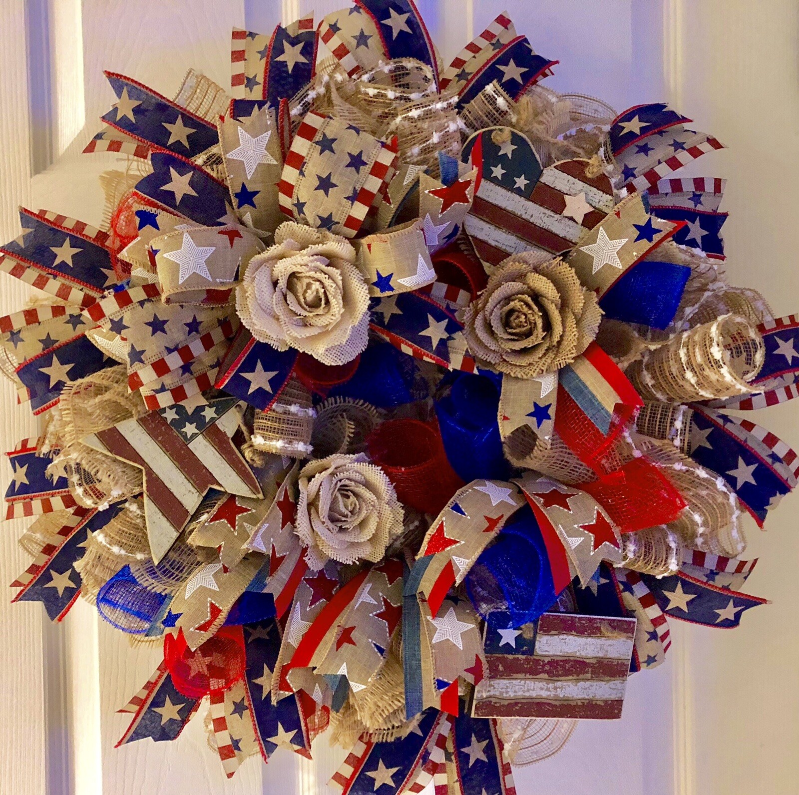 Patriotic Wreath Memorial Day, 4th Of July Veterans Day Labor Day Summer Wreath.