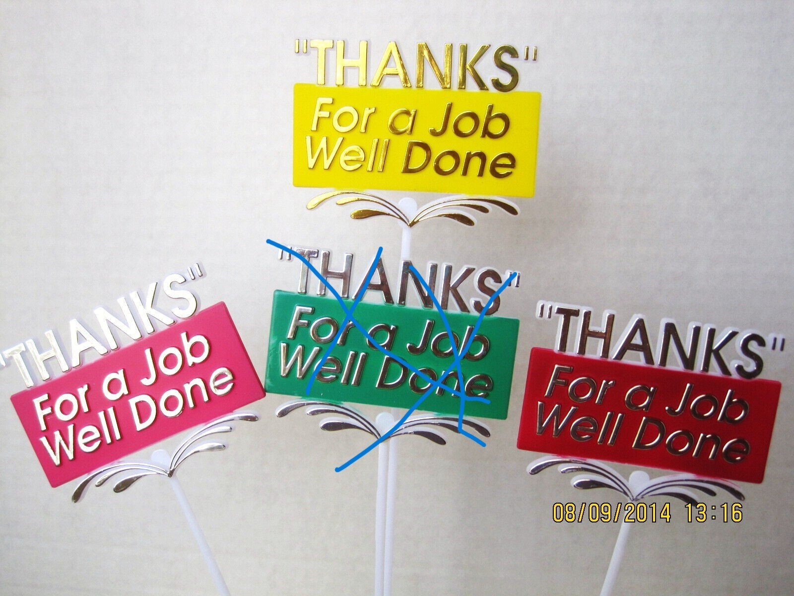 Floral Picks THANKS, THANK YOU, THANKS FOR A JOB WELL DONE, 3, 6 or 12/Pk NEW!