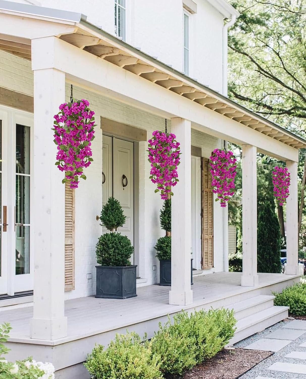 Realistic Purple Bougainvillea Hanging Vines – 2Pcs UV Resistant Decor