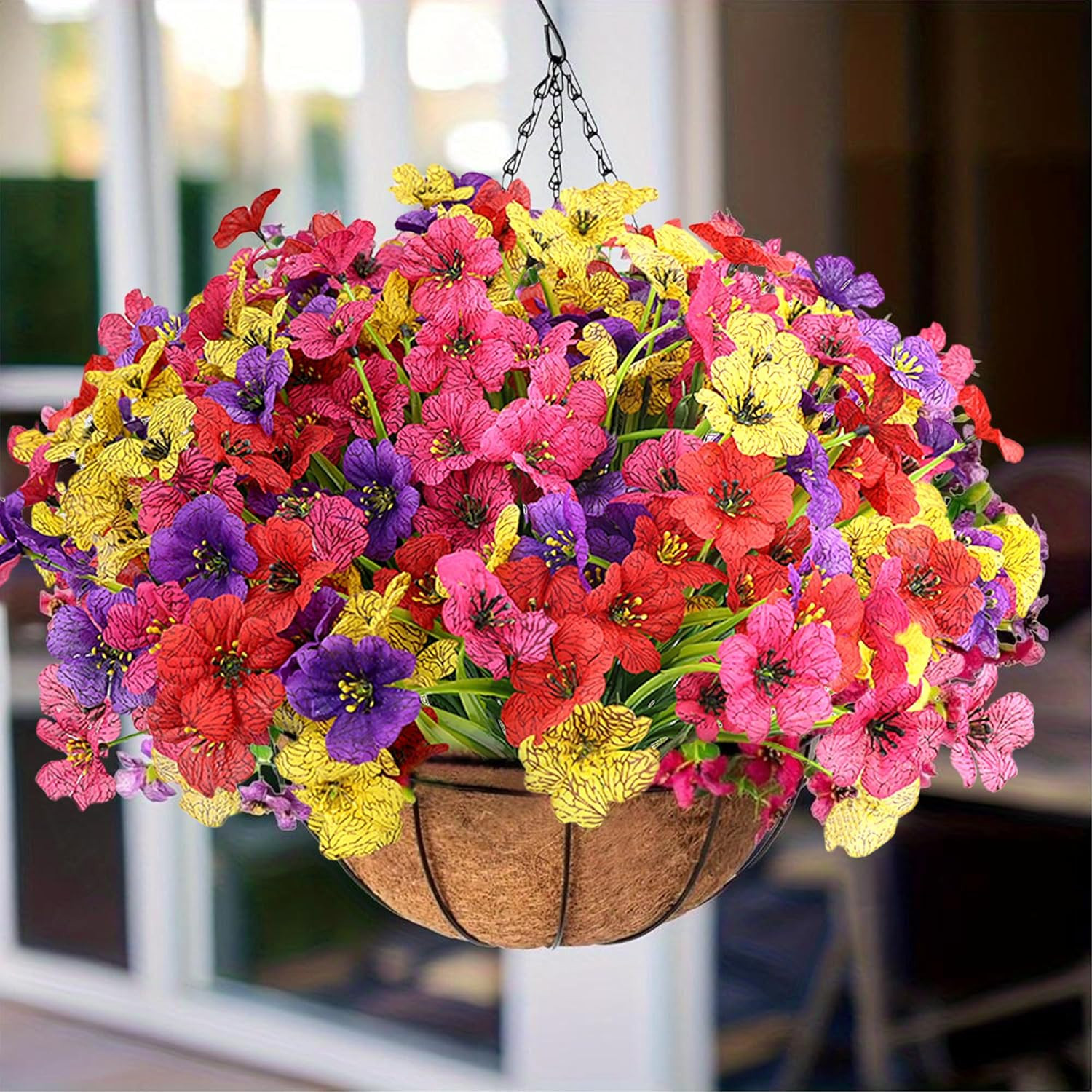 16 Bundles Summer Artificial Flowers Bundies Bulk UV Fake Flowers for Garden Pot