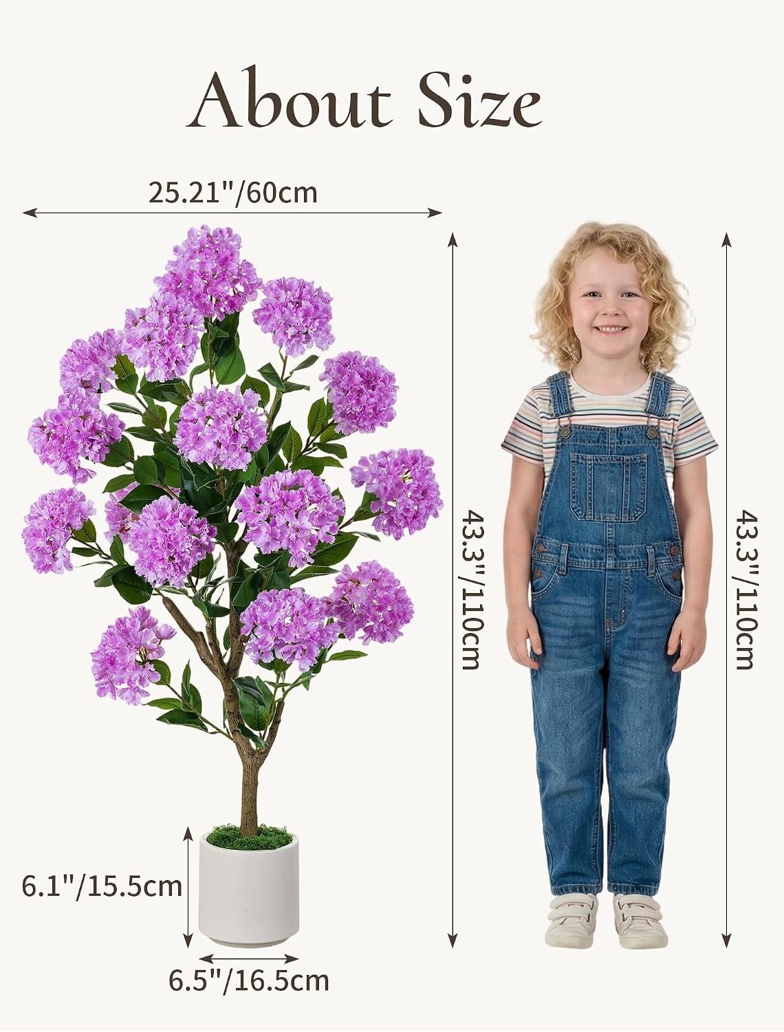 Purple 3.6ft Artificial Crape Myrtle Tree for Outdoor Porch Decorations and