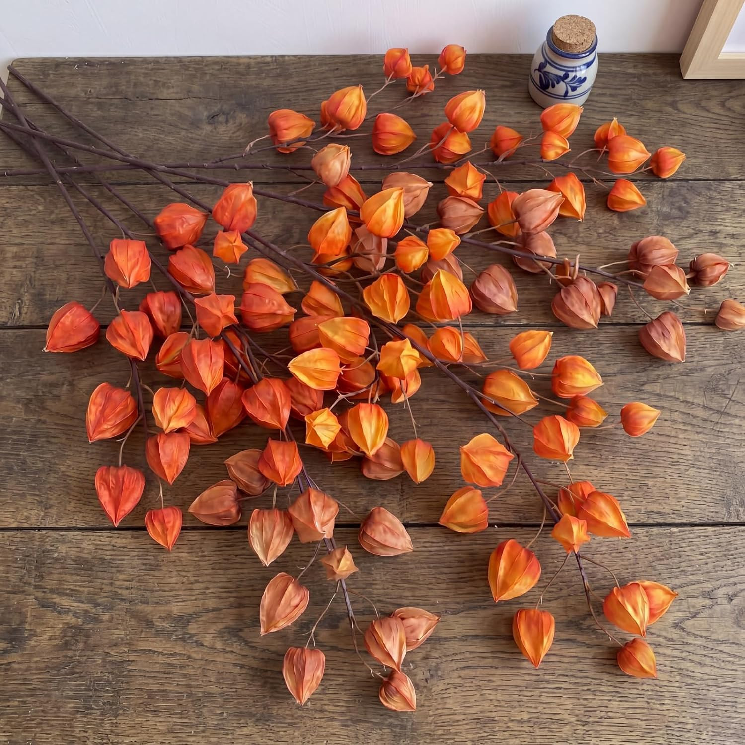 6 Pcs Faux Chinese Lantern Flowers Stems for Home Wedding Decor 31.5 Inch