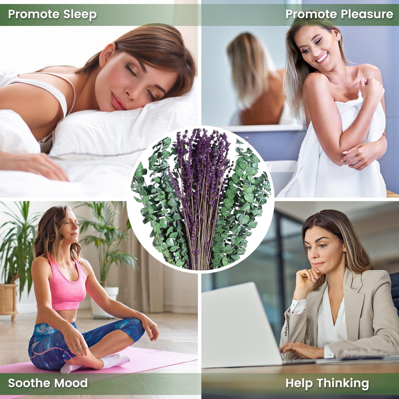 17” Real Eucalyptus Shower Drying Stem Natural Live Lavender Bundle