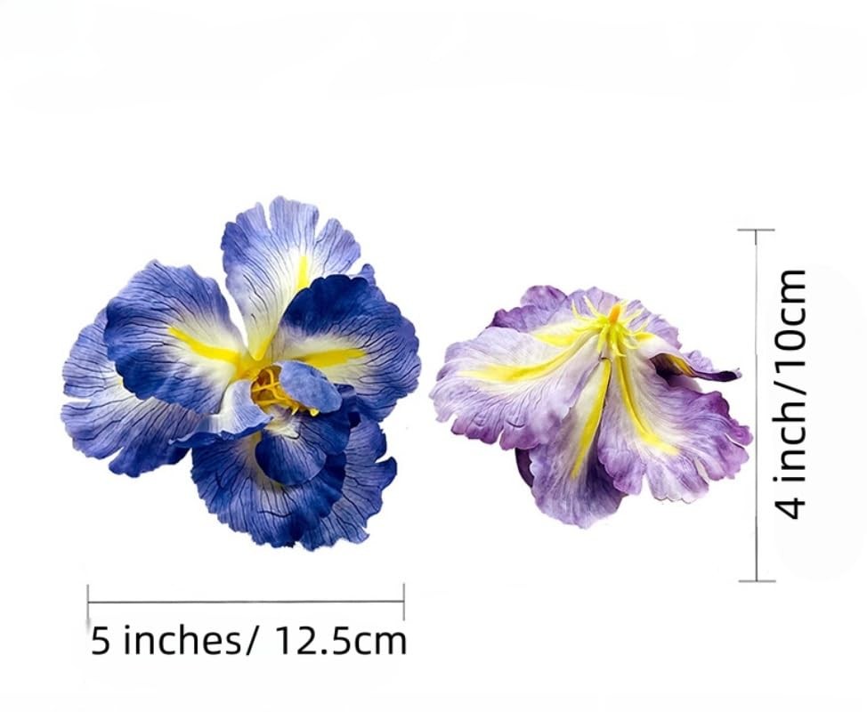 Blue Iris Artificial Silk Faux Flower Heads Clips 10 PCS Wreath Wedding Decor