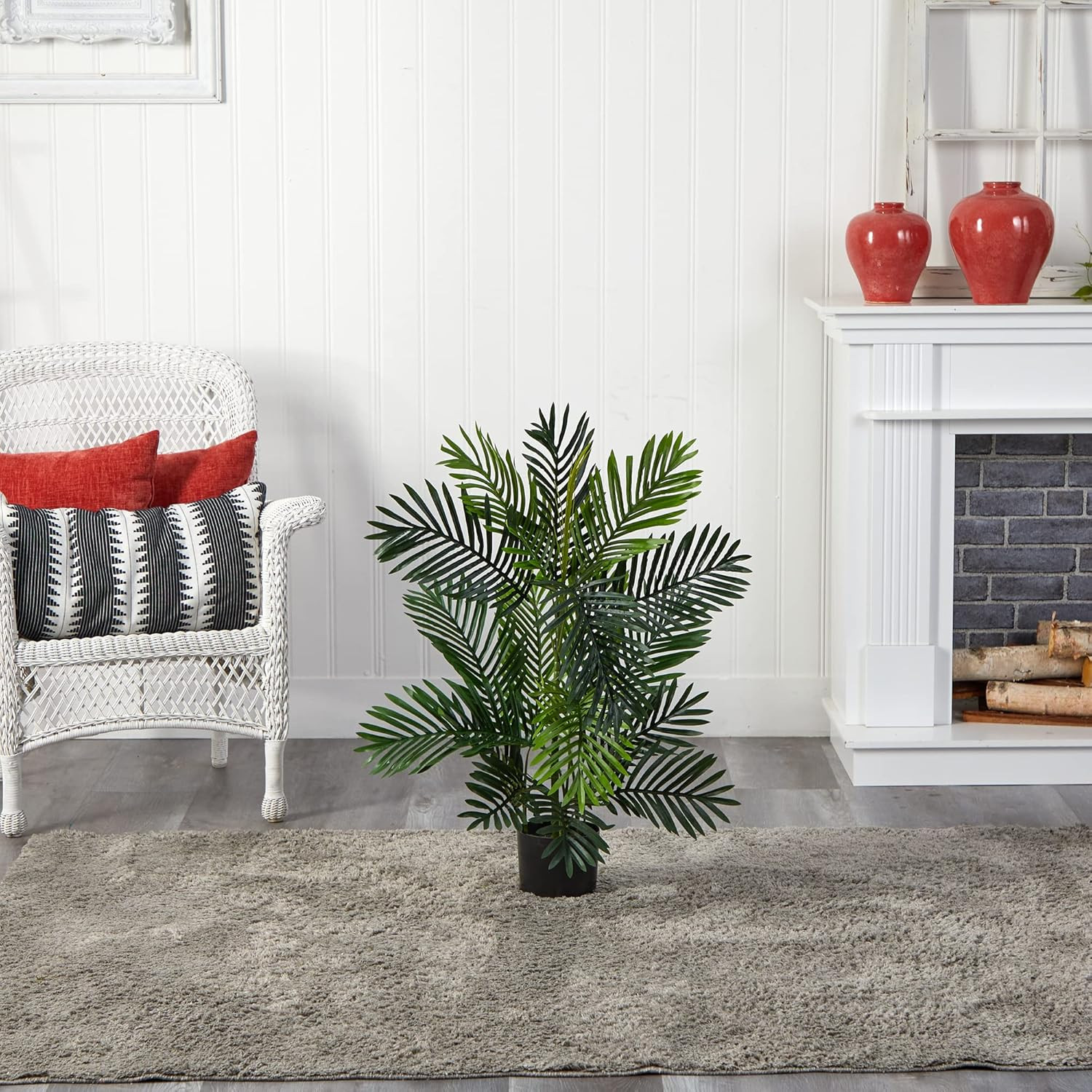 3 Ft Artificial Paradise Palm Tree with Nursery Pot | Lush Realistic Fronds, Mul
