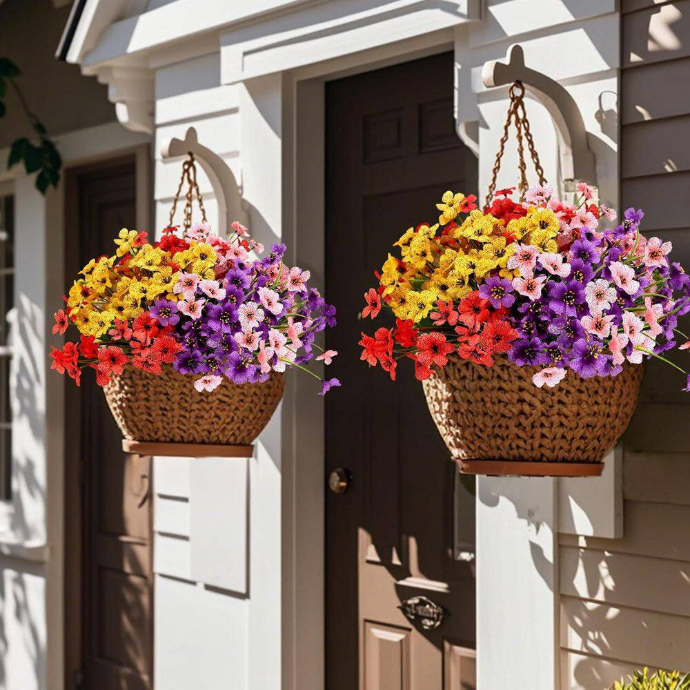 14 In. Multi-Colored Outdoor Artificial Daisies Flowers, 16 Bundles UV Resistant