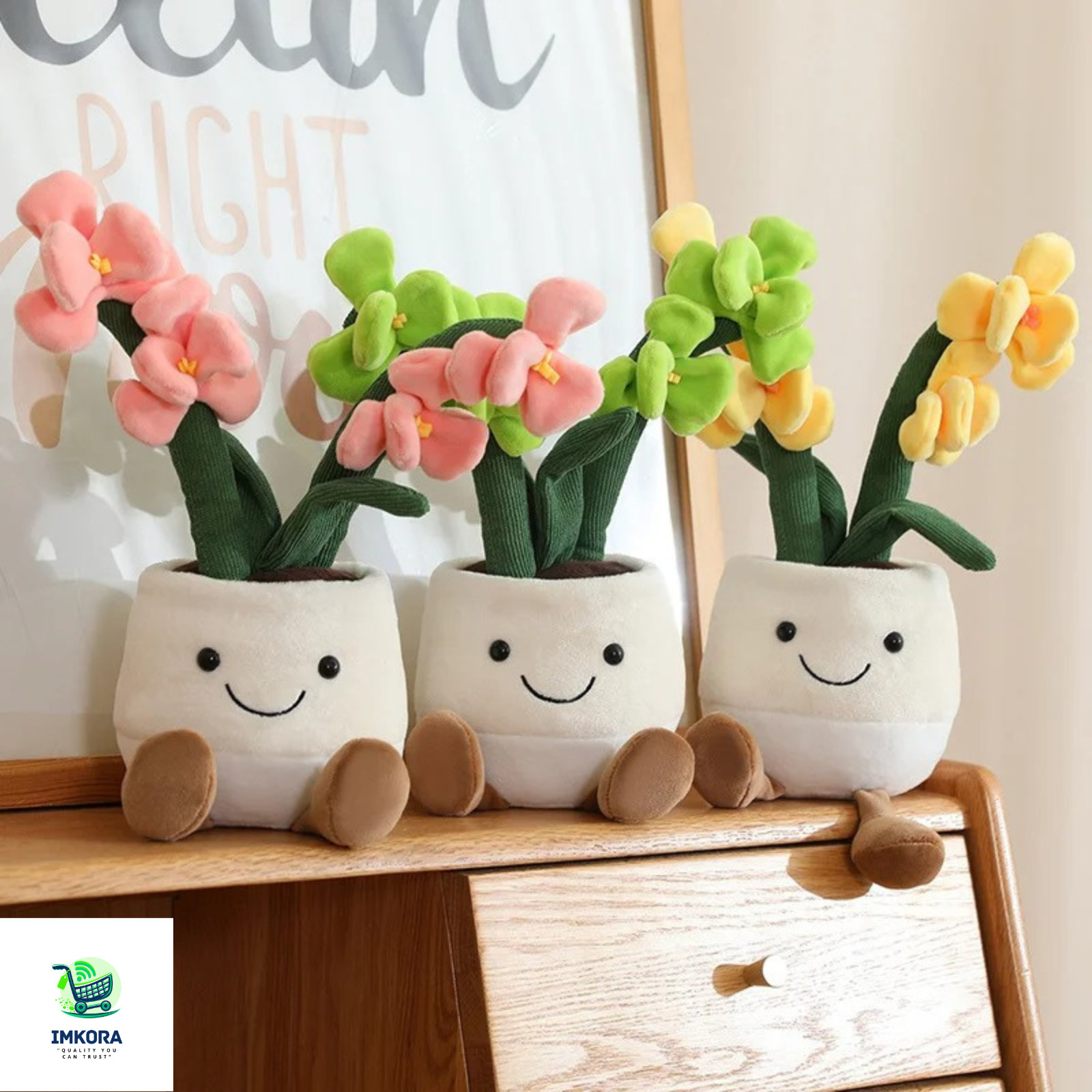 35cm Plush Orchid Flower Pot Doll Smiling Plant Plush Toy Cute Stuffed Pillow