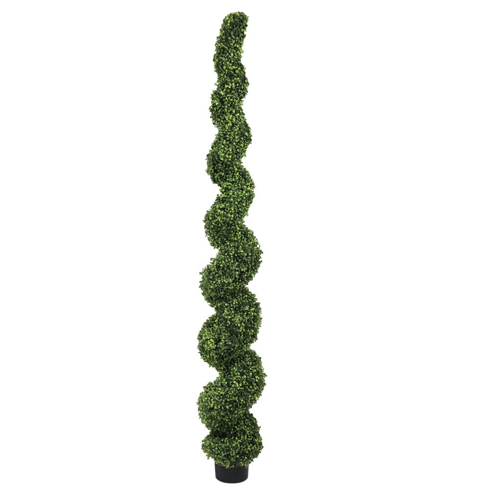 7FT Spiral Topiary Trees Artificial Outdoor Faux Boxwood Plants Large Twisted