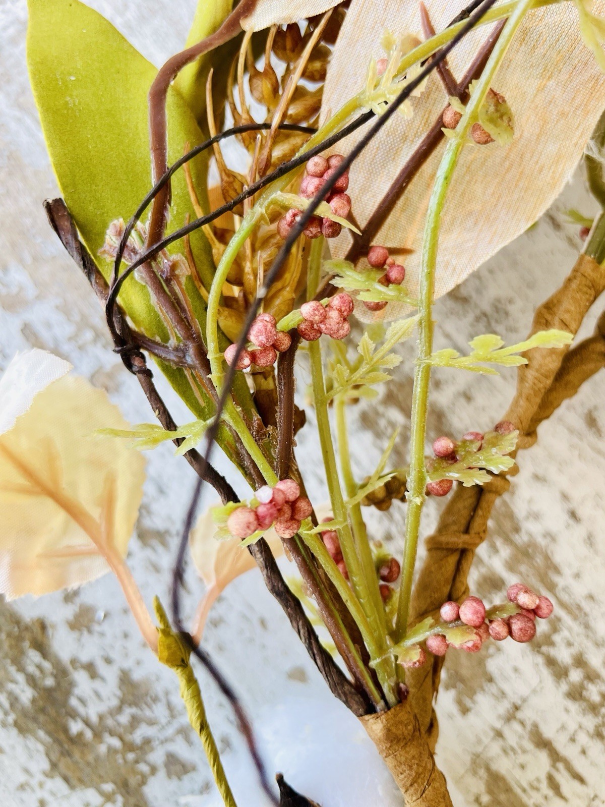 Cotton & Leaves Ring Fall Centerpiece Farmhouse Decor