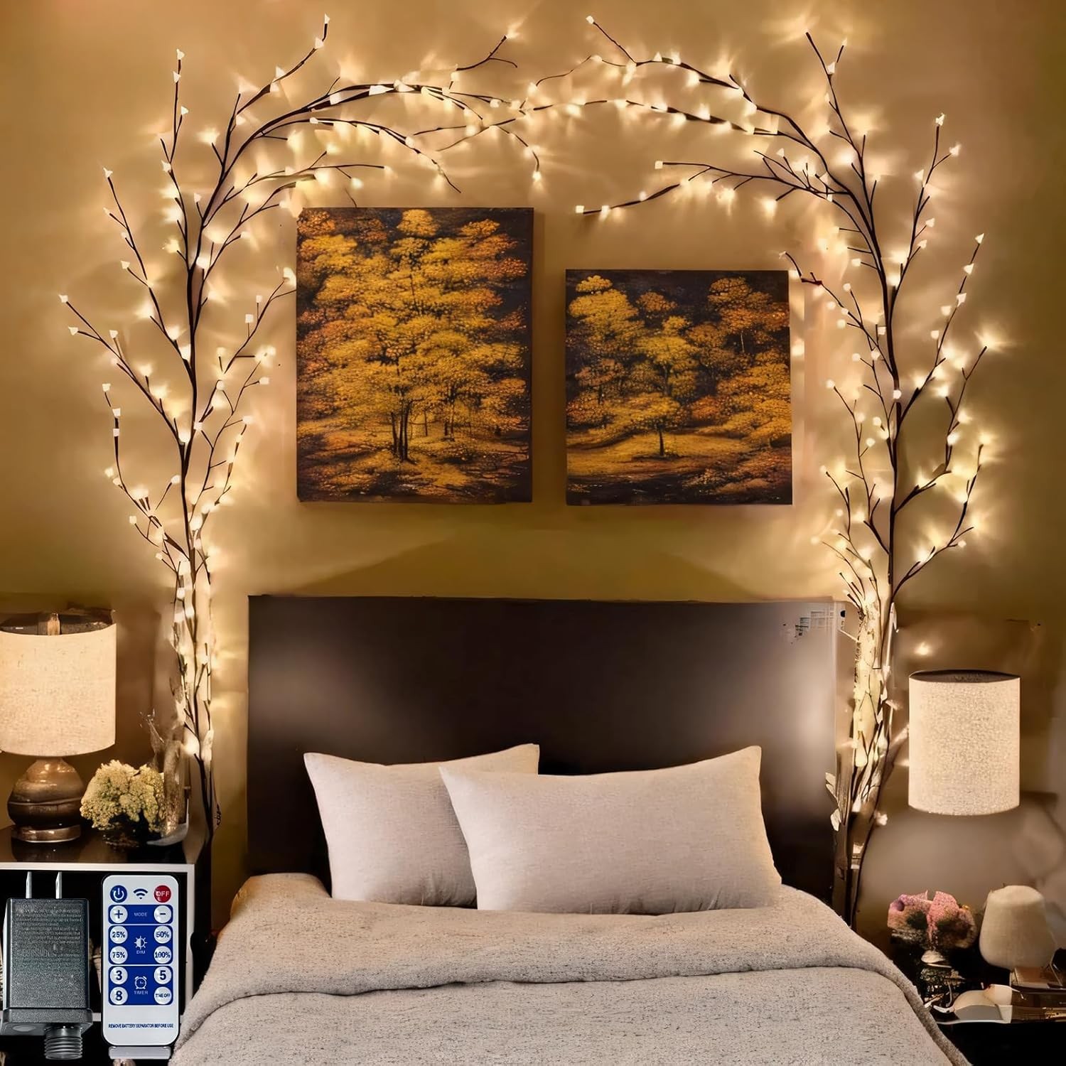 7.5Ft Enchanted Tree with 144 LEDs Remote Control Dim for Indoor Wall Decor Home