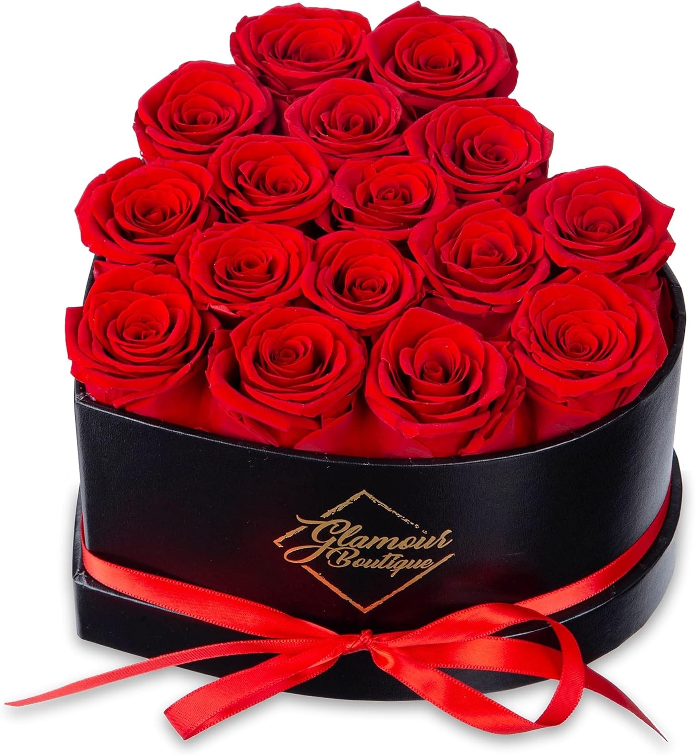 GLAMOUR BOUTIQUE 16 Flower Forever Heart Shape Box, Eternal Preserved Roses Gift