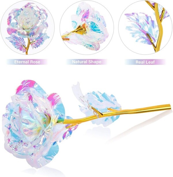 Rosas Artificiales Con Luz LED En Domo De Cristal Regalos Para Cumpleaños Mujer