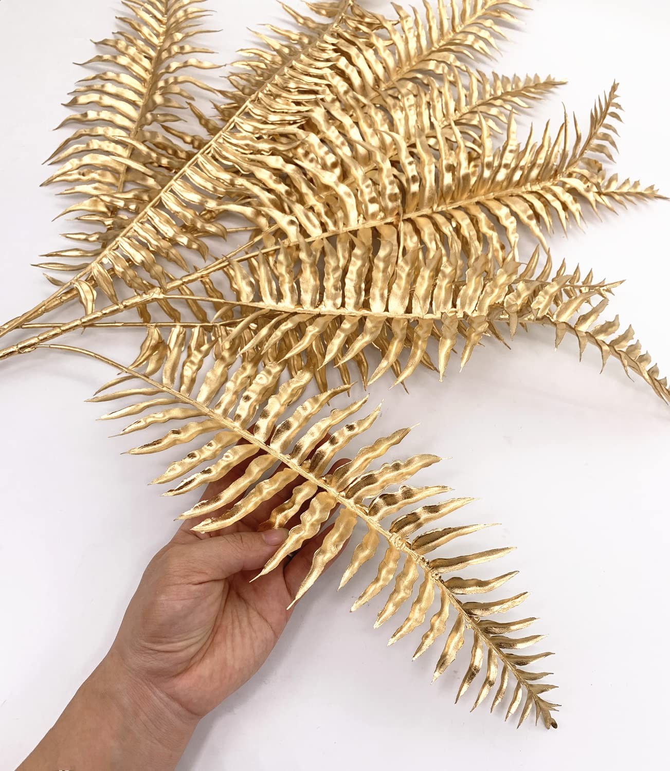 Artificial Plants Gold Persian Grass Tall 29″ 2 Pack, Fake Golden Palm Leaves…