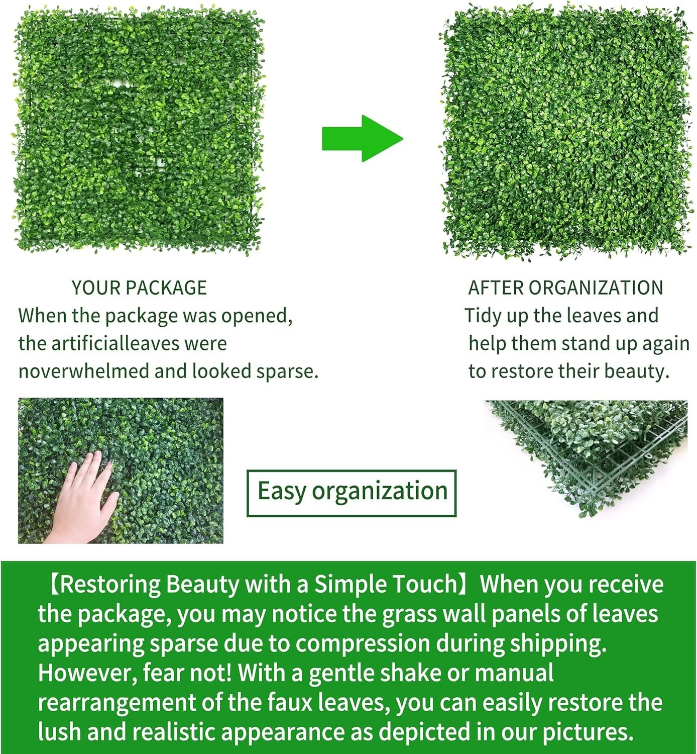 12 Pcs Faux Boxwood Wall Panels – 10×10 Inches for Indoor/Outdoor Green Decor