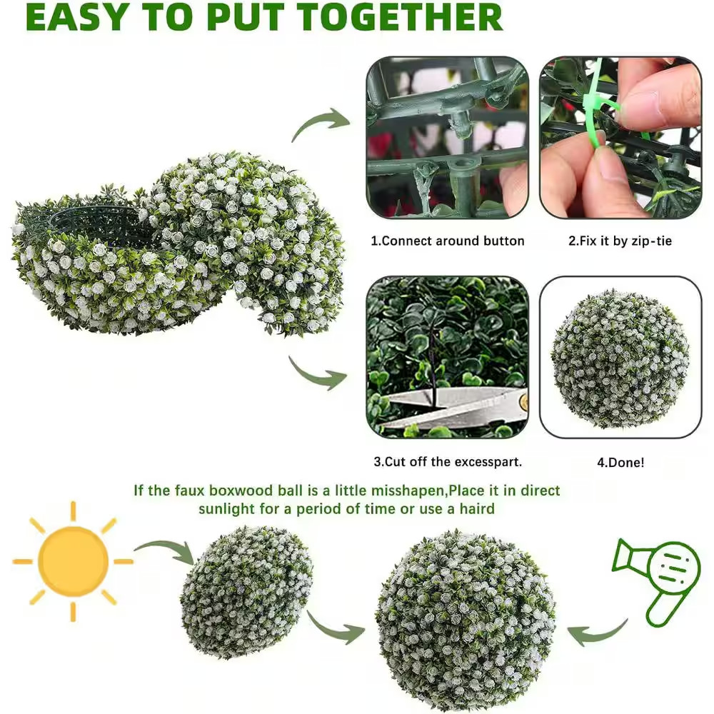 1.8 FT 2PC Artificial Topiary Flower Balls,Hanging Grass Ball for Home Wedding D