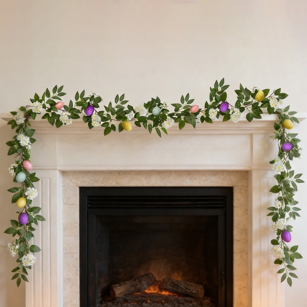 Spring Decorative Vine Featuring Egg Daisy Bunny Design for Indoor Display