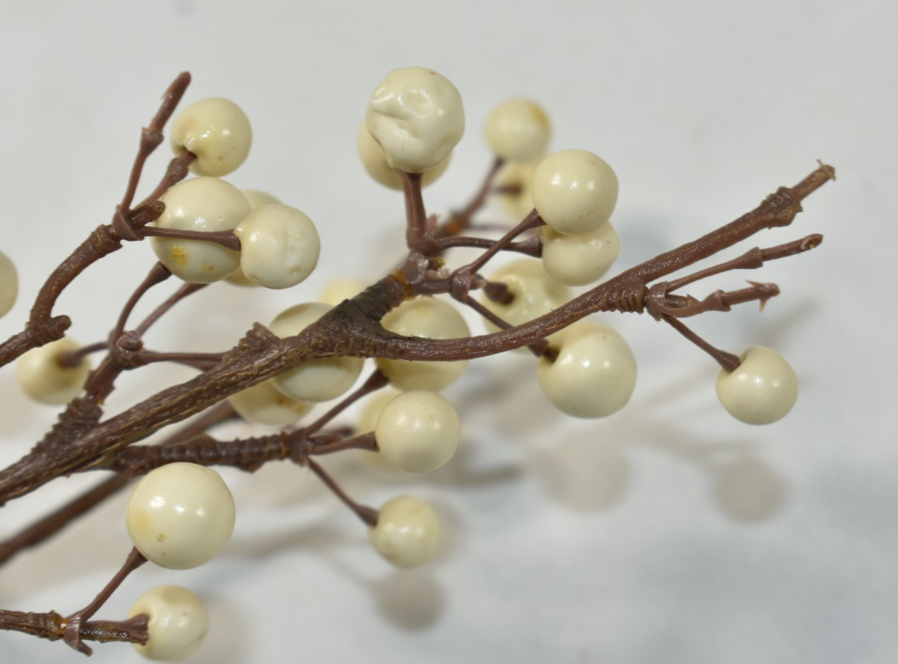 Pottery Barn Set of 3 Faux Berry Branch White Ivory 32″ Artificial Flower Stems