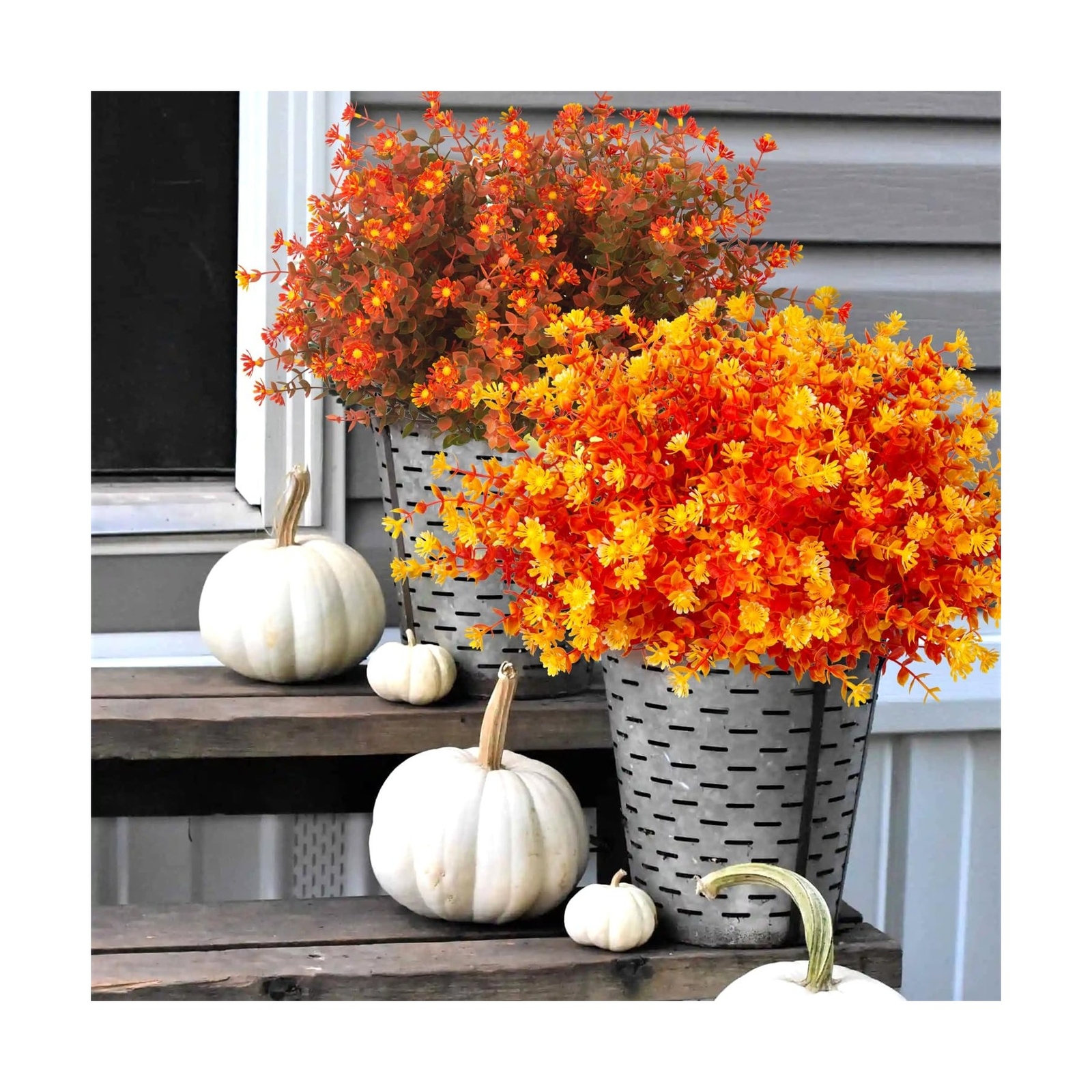 12 Bundles Artificial Fall Flowers No Fade Faux Autumn Plants, Fake Indoor Ou…
