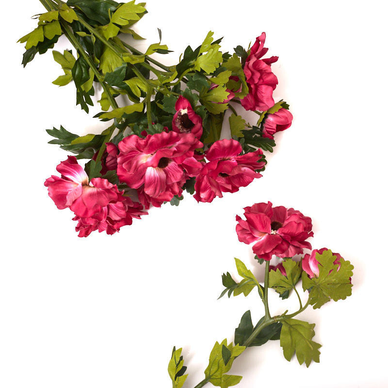 Package of 6 Fuchsia Artificial Poppy 22″ Floral Sprays