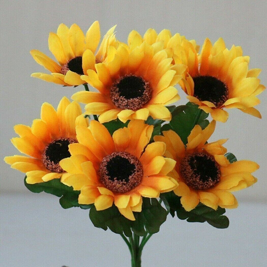 Artificial Sunflower Bunch Bouquet Flowers Plants Silk Floral Ivy Wedding Rose