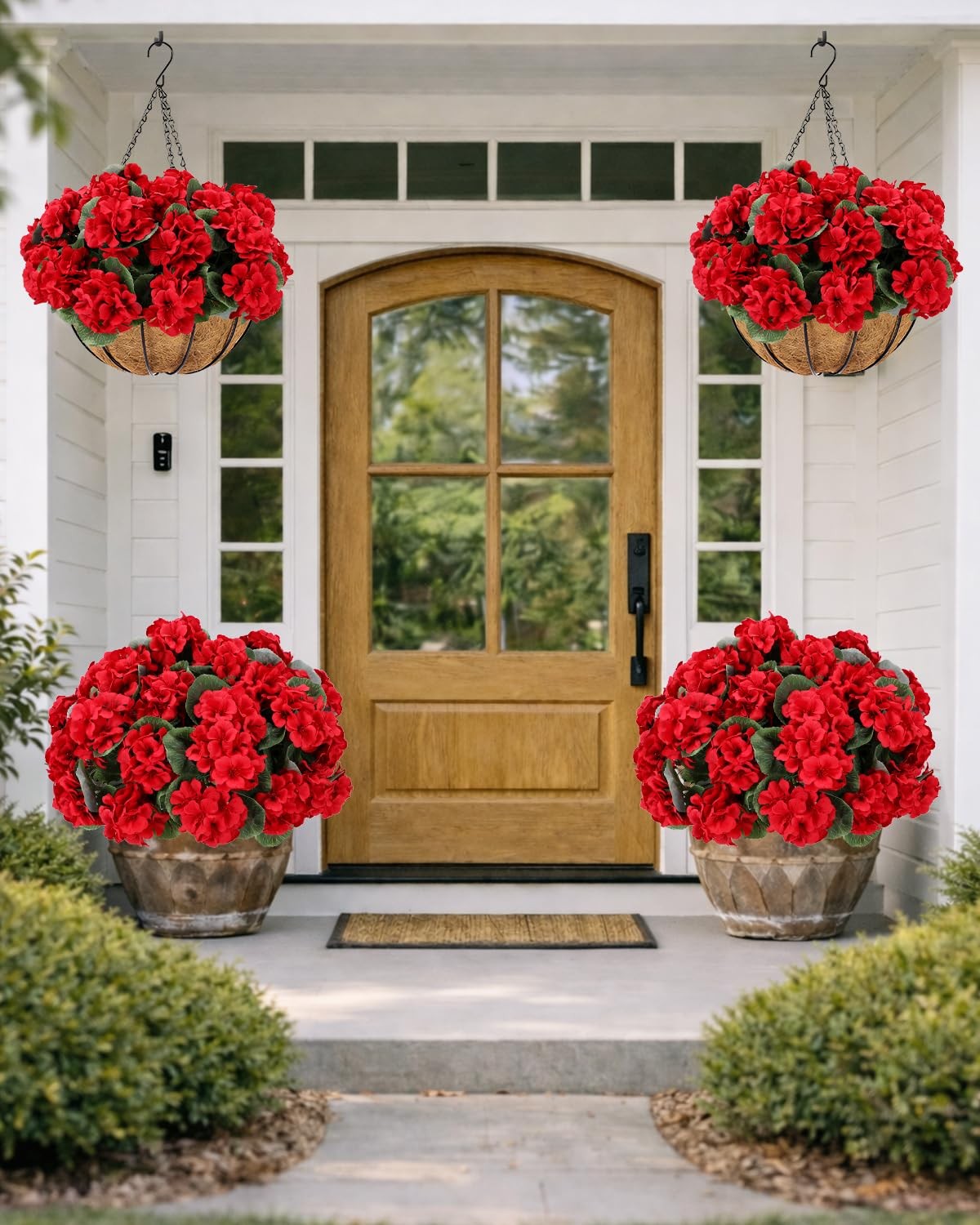 Artificial Flowers for Outdoors 12 Bundles of UV-Resistant Geraniums, Realistic