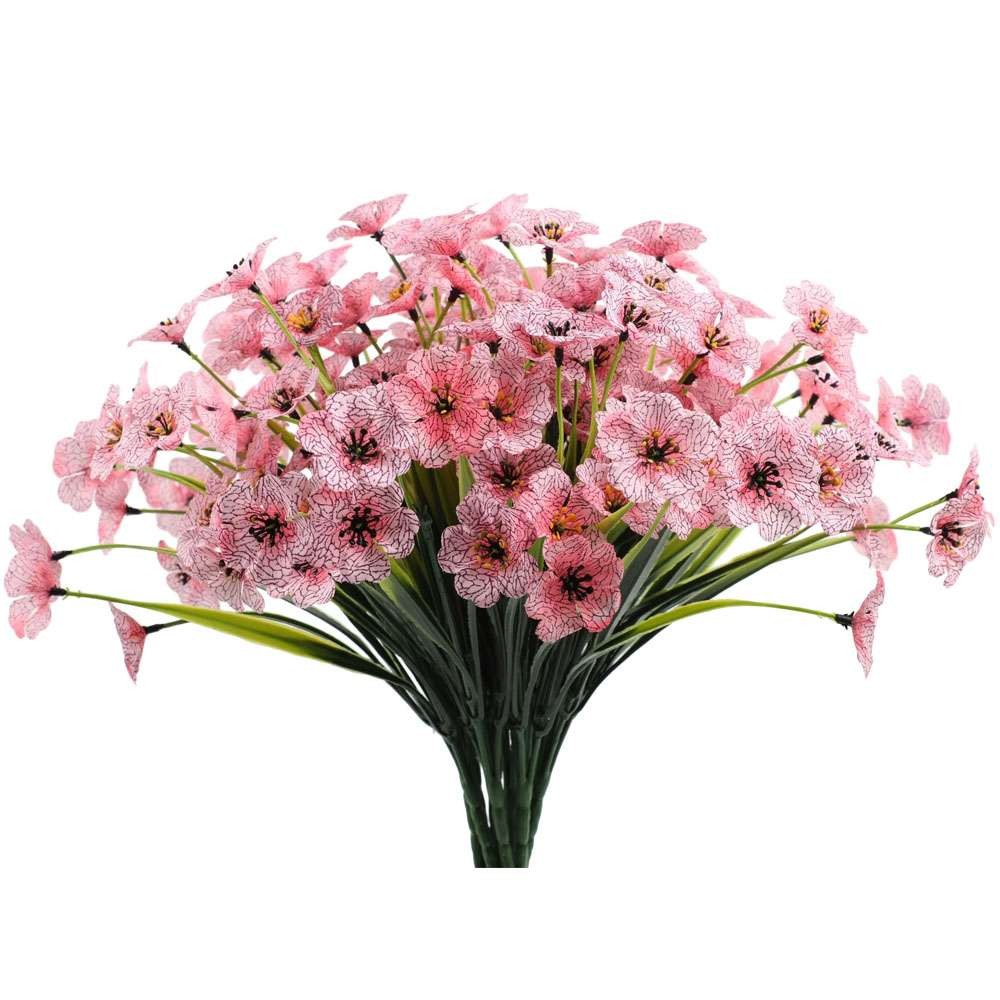 6 Bundles Artificial Flowers Outdoor UV Resistant Fake Violet Flowers Home Decor