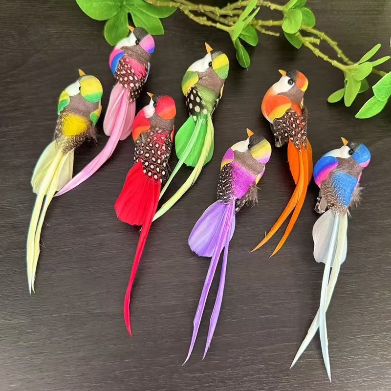 7pcs Artificial Simulation Foam Birds Feather Long Tail with Clip