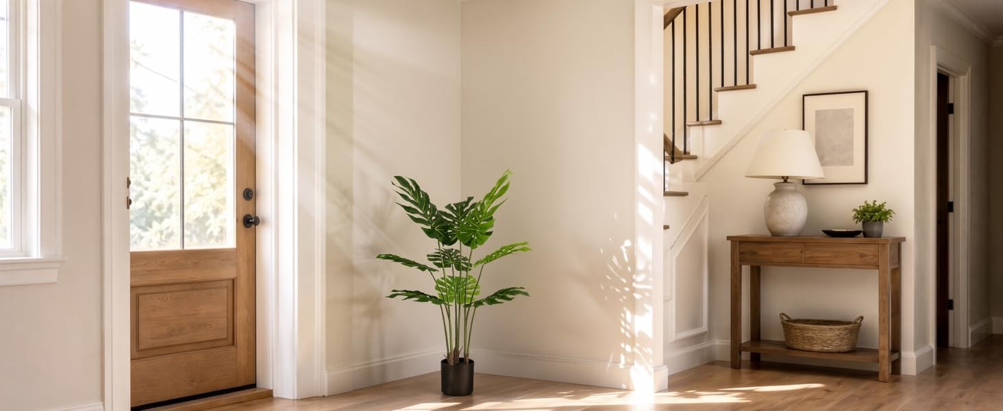 Artificial Monstera Deliciosa Plant 3.6ft, Lifelike Faux Swiss Cheese Floor