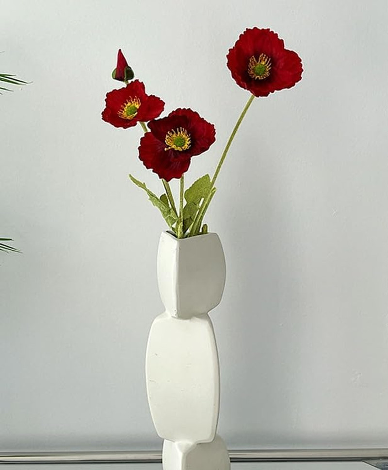 3 Bundles of 22 inches Tall Red Poppy Flowers Artificial,Ranunculus Artificial F