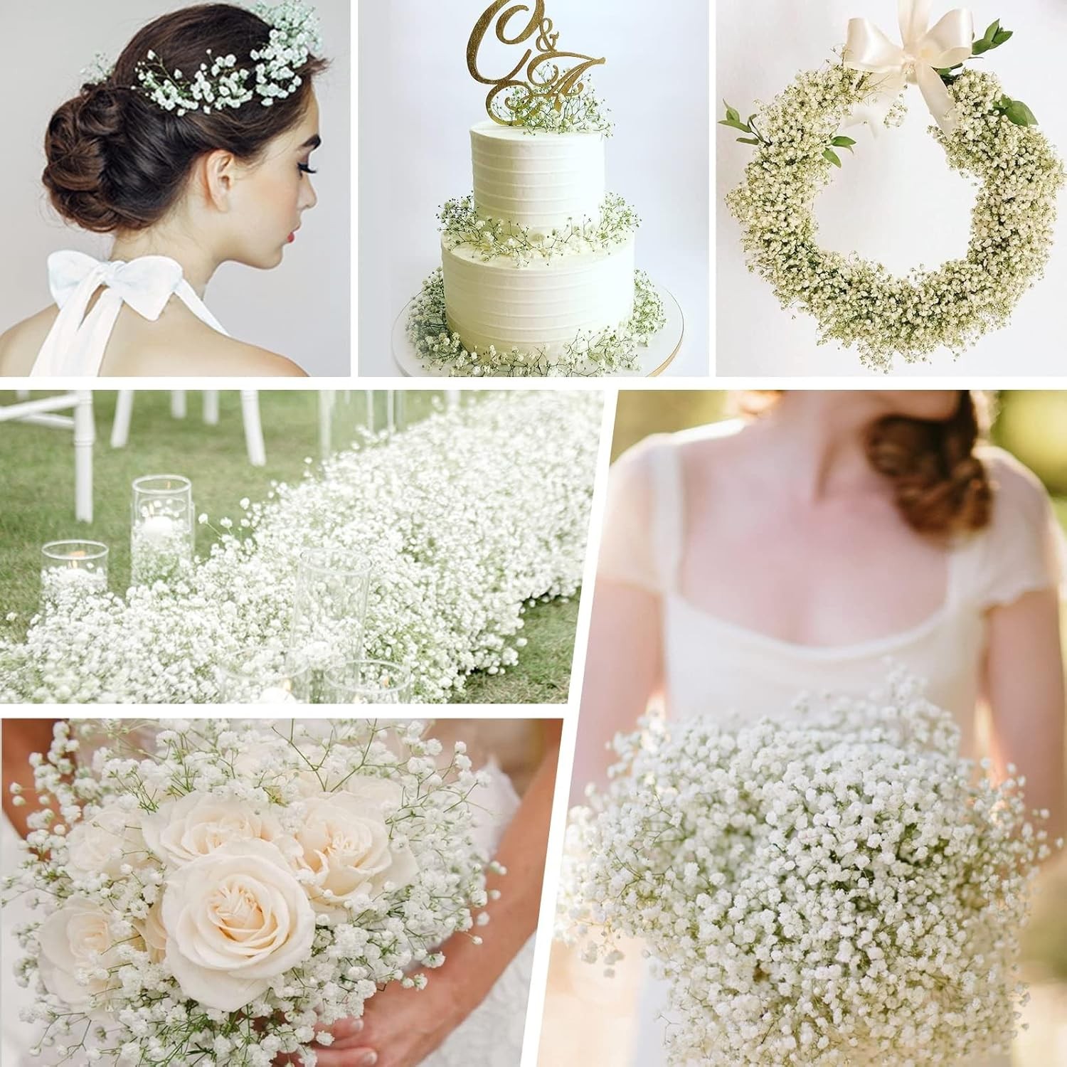 50× Artificial Baby Breath Flowers Fake Flowers Bulk Real Touch Bouquet Decor US
