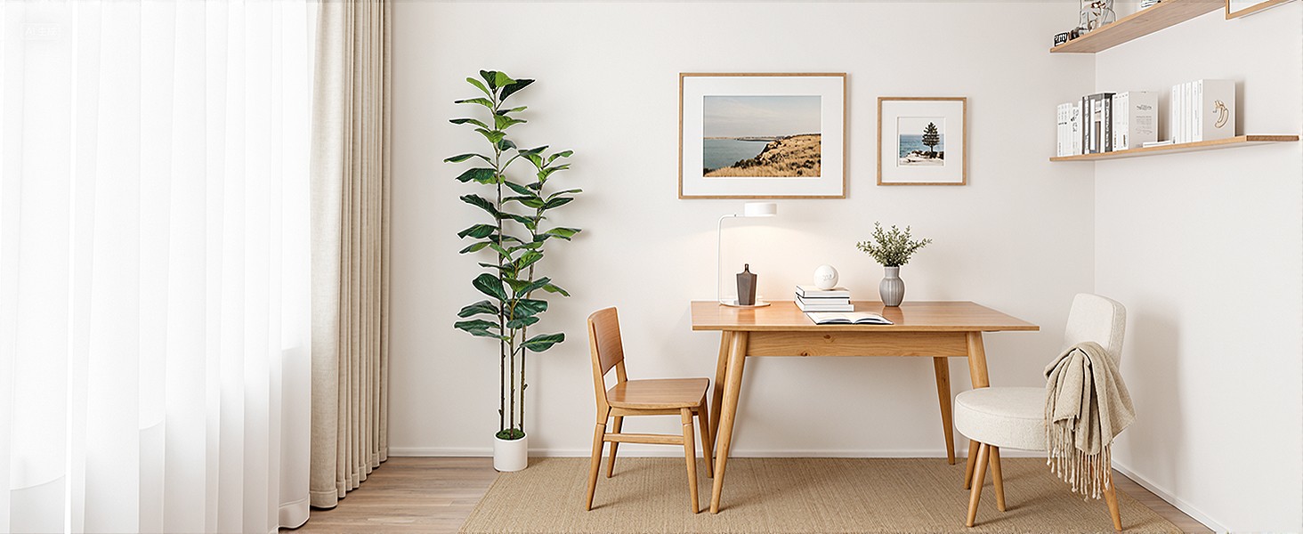 6FT Artificial Fiddle Leaf Fig Tree with White Planter Pot, 6 feet Tall Fake