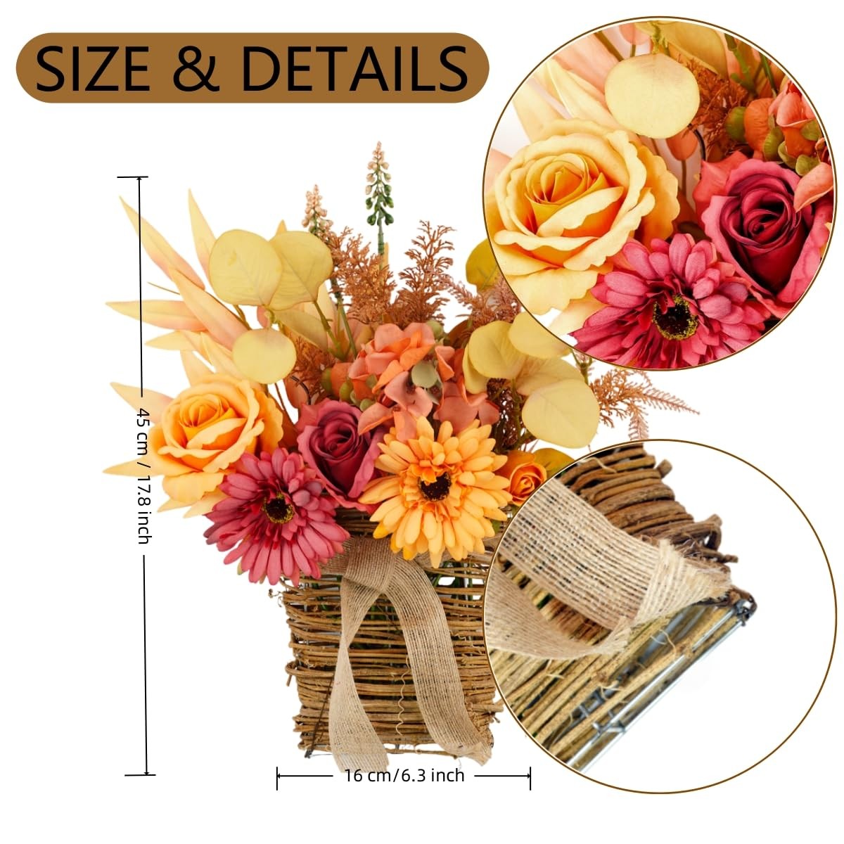 Artificial Flower with Hanging Basket for Wall Decor, Autumn Decoration Faux …