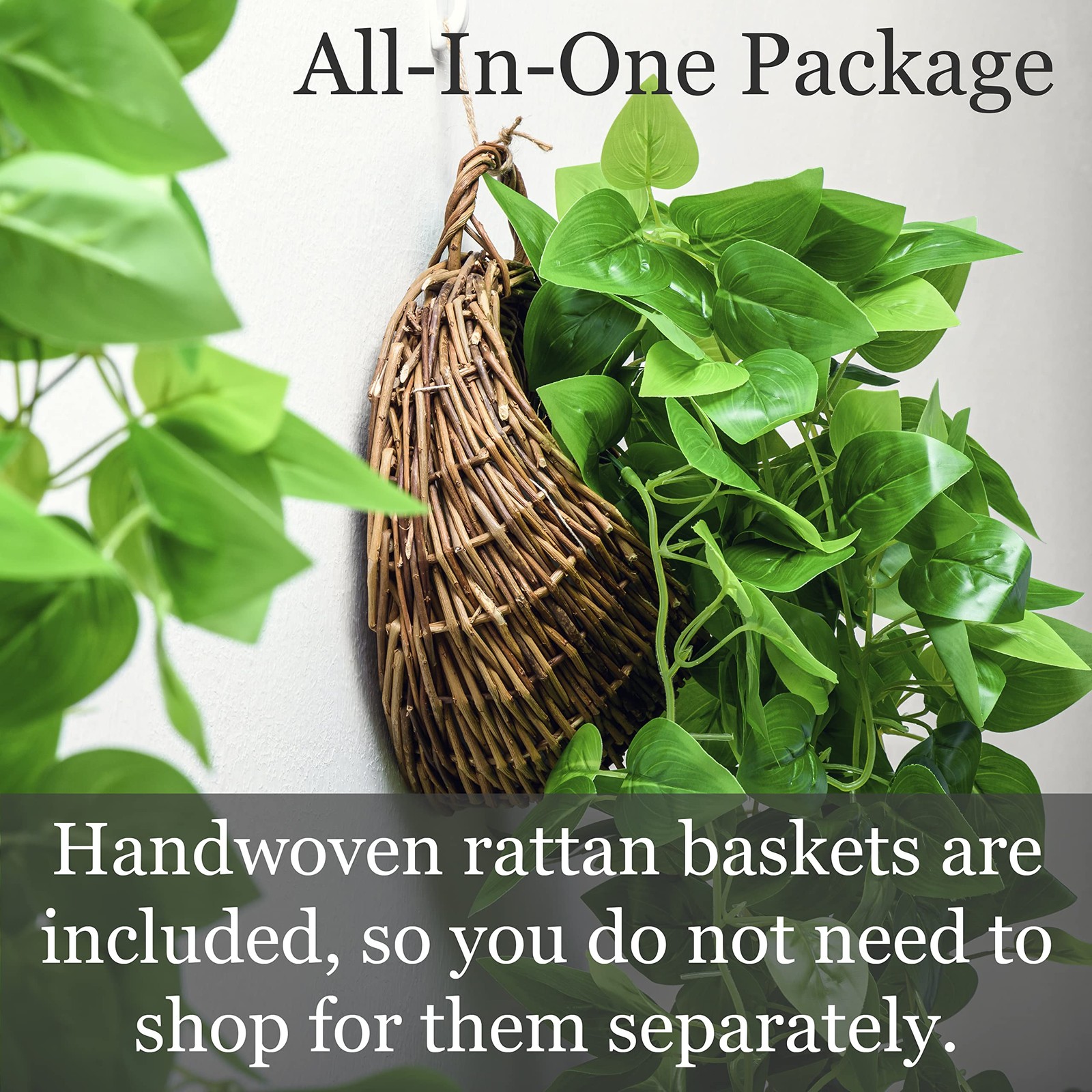 2-Pack Artificial Plants (with Baskets) – Ivy Vines Pothos – Outdoor & Indoor…