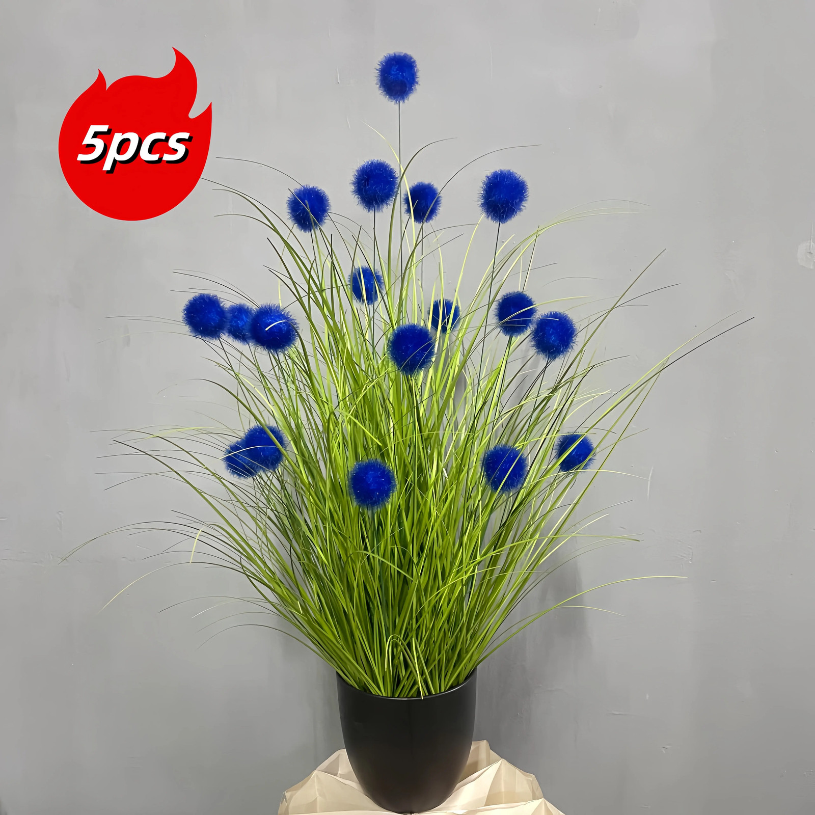 5pc Purple Bulbous Grass Artificial Plants Faux Foliage Home Garden Party Decor