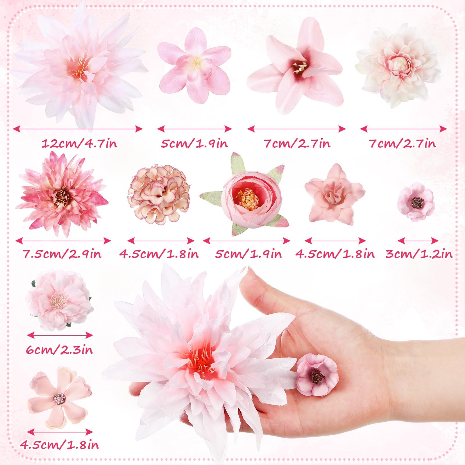 Pink Silk Faux Daisy Peony Rose Mini Artificial Fake Flower Heads Crafts 80PCS