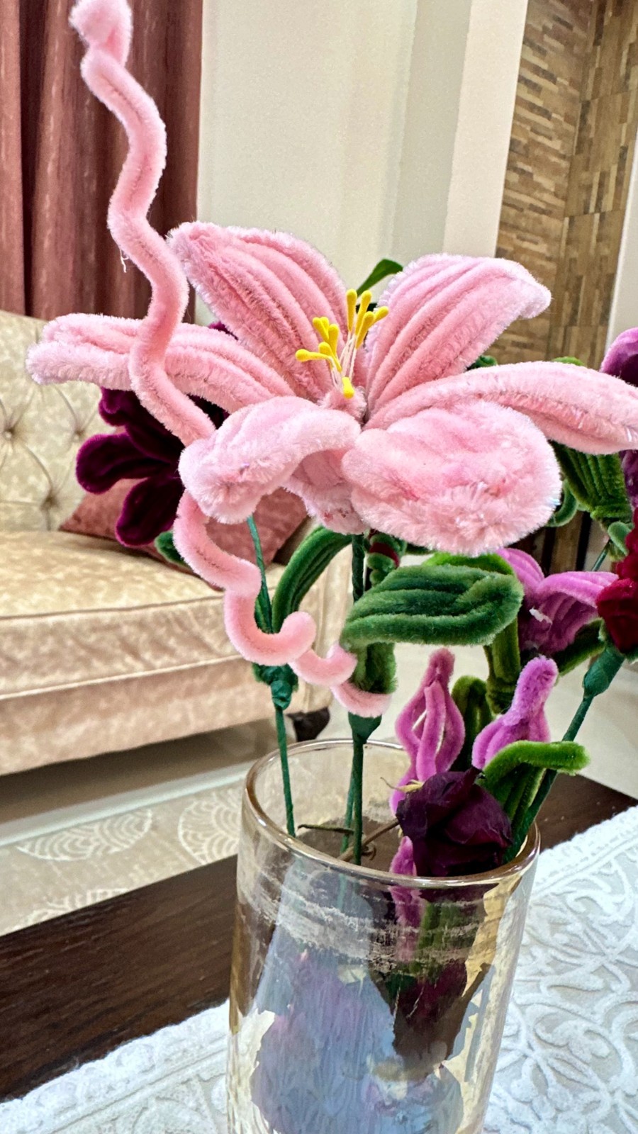 Handmade Pipe Cleaner Lily Flower Forever Gift for Her Mom Birthday Home Decor