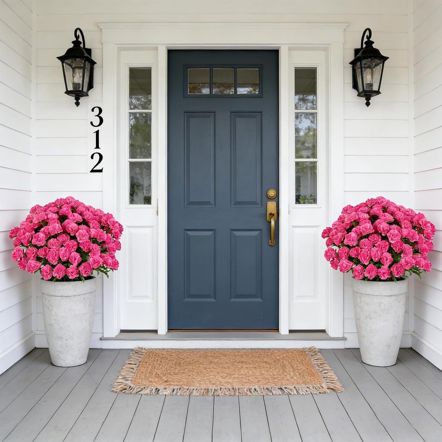Realistic Pink Carnation Potted Plant – 17” Faux Flower for Outdoor Decor