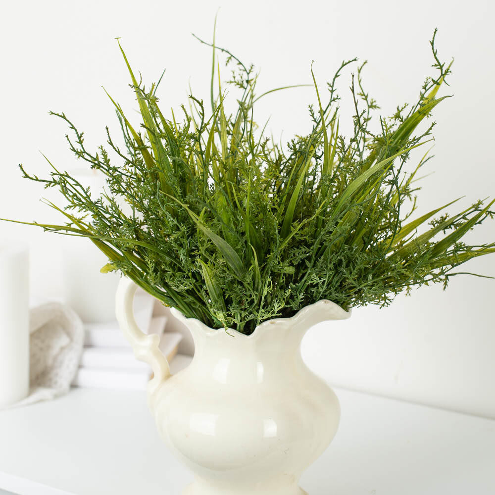 Package of 4 Small Artificial Indoor/Outdoor 15″ Decorative Grass Bushes